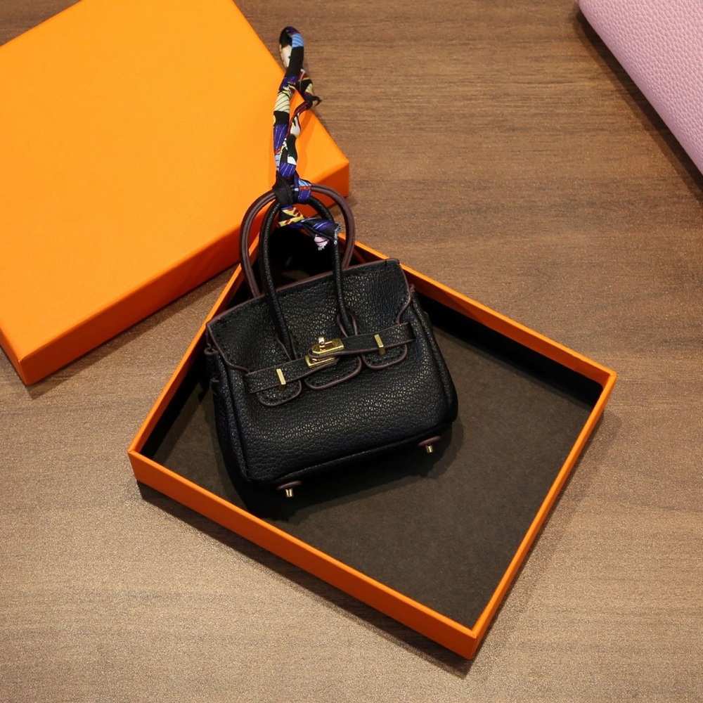 Micro Mini Tote Bag Charm with Gold Hardware Fits AirPods, Lipstick